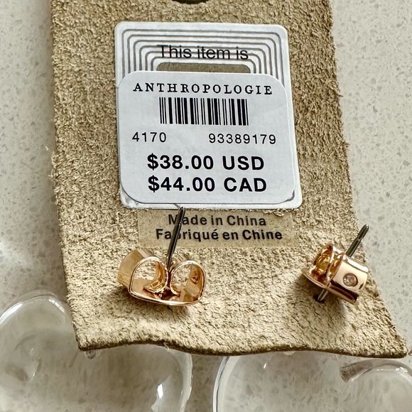 Anthropologie earrings- clear hearts -Very light and comfortable-So cute on NWT - Picture 7 of 7